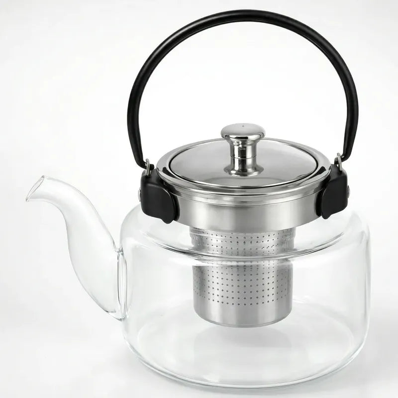 Tetera Infusor de Vidrio Té Infusor Acero Inoxidable 1.2l Transparente